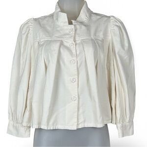 STARKx MVG Jade Jacket Natural‎ Cotton Corduroy XS Pleated Cropped Button NWT